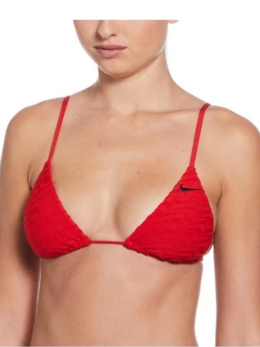 Nike Red Textured Triangle Bikini Top